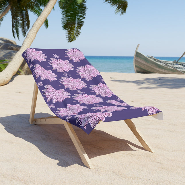 Magenta Floral Butterflies 30" x 60" Beach Towel