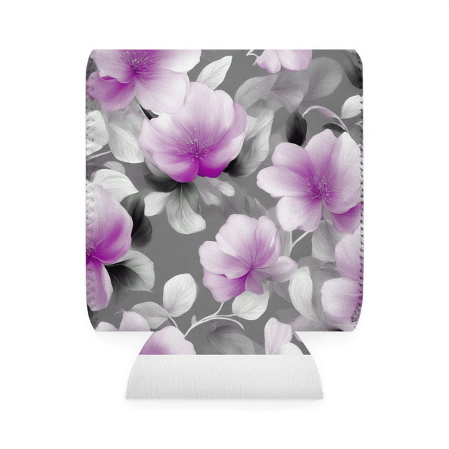 Purple Blossom Floral Bunch 12 oz Can Cooler Sleeve