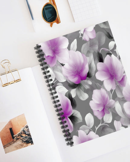 Purple Blossom Floral Bunch Spiral Notebook - Ruled Line, 6" x 8", 118 pages