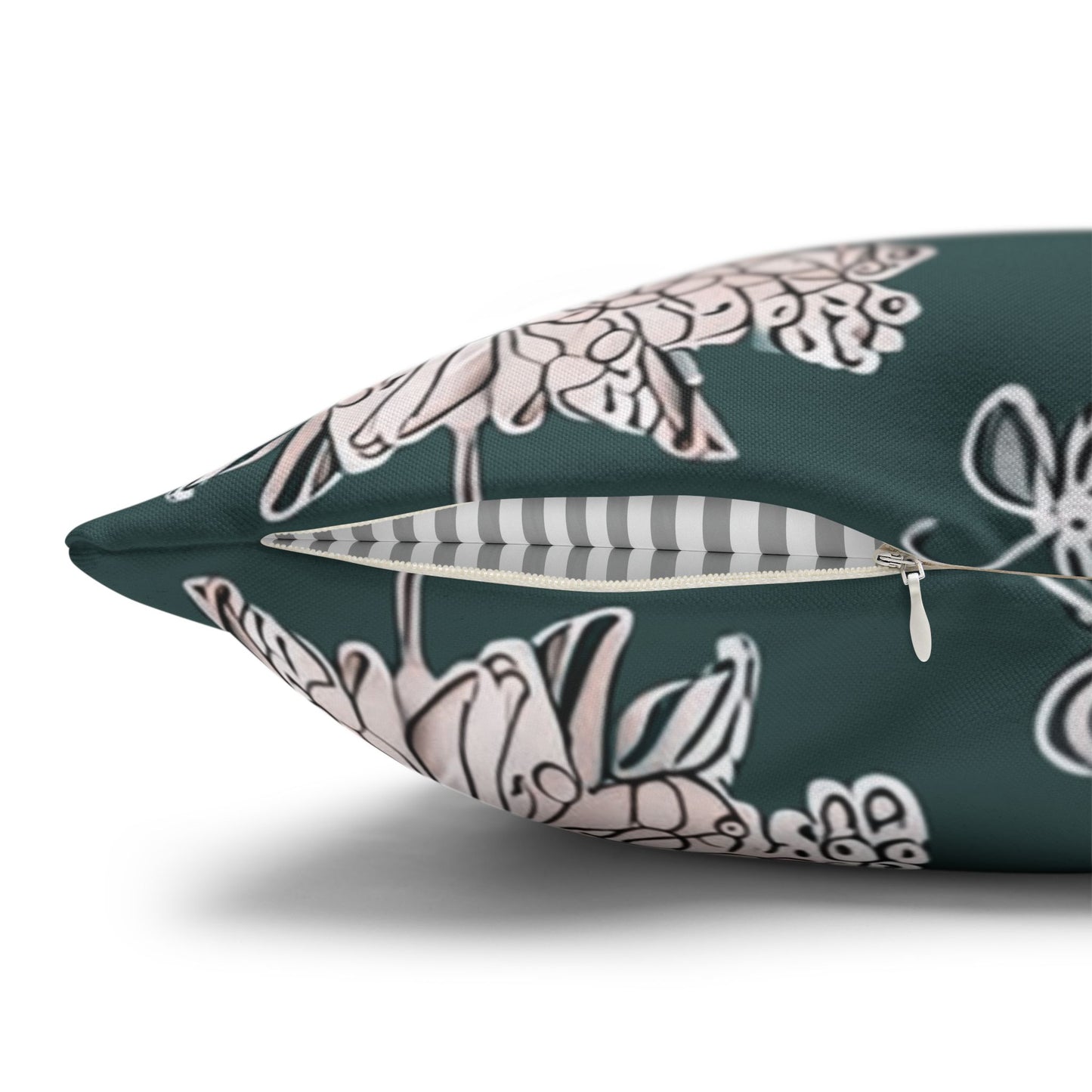 Soft White Floral Butterflies Spun Polyester Square Pillowcase, 14" x 14"