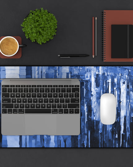 Striped Deep Blue 12" x 22" Desk Mat