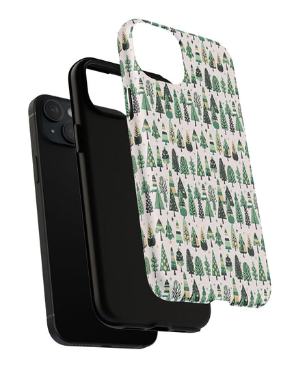 Mini Vintage Green Trees Iphone 15 Plus Tough Magnetic Cases
