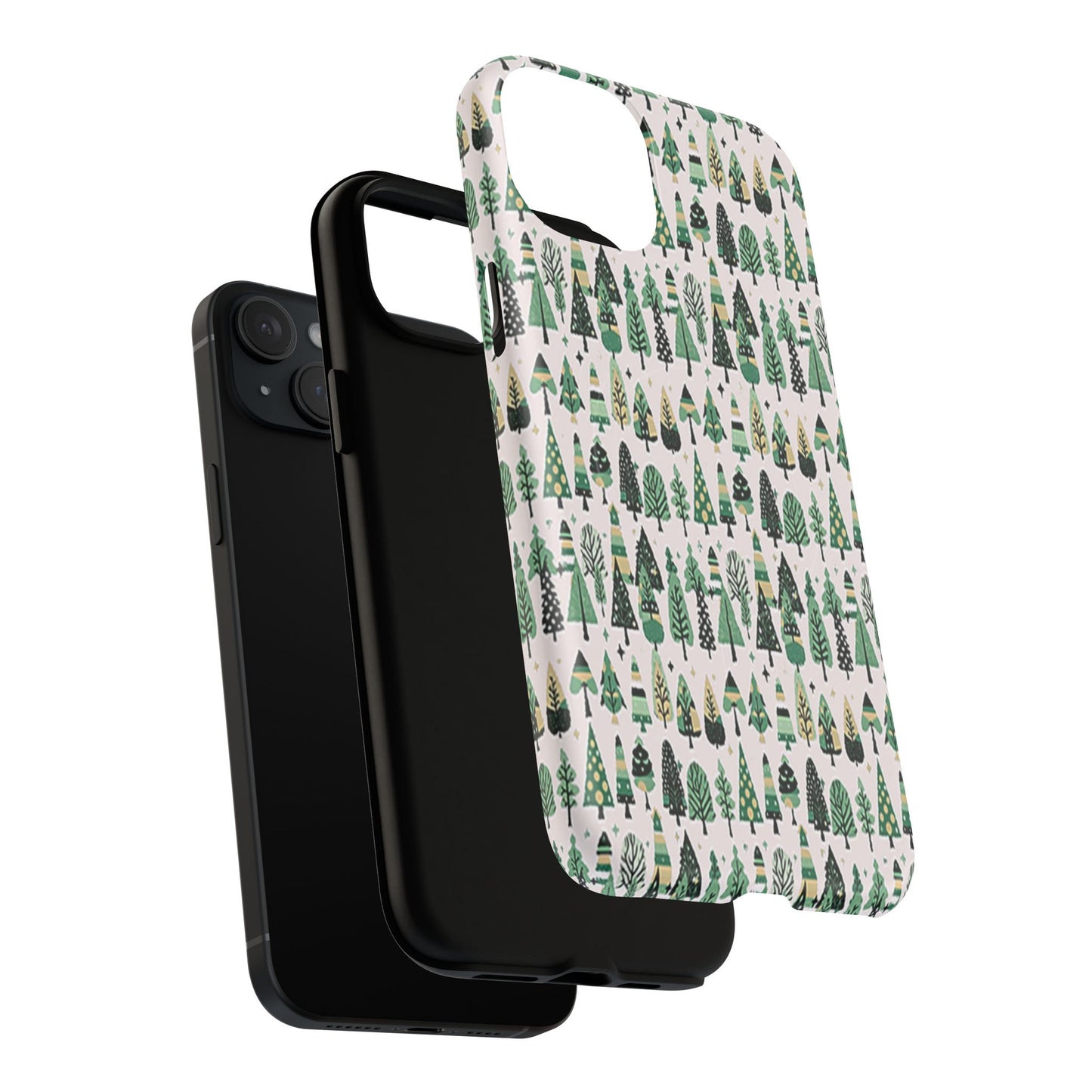 Mini Vintage Green Trees Iphone 15 Plus Tough Magnetic Cases