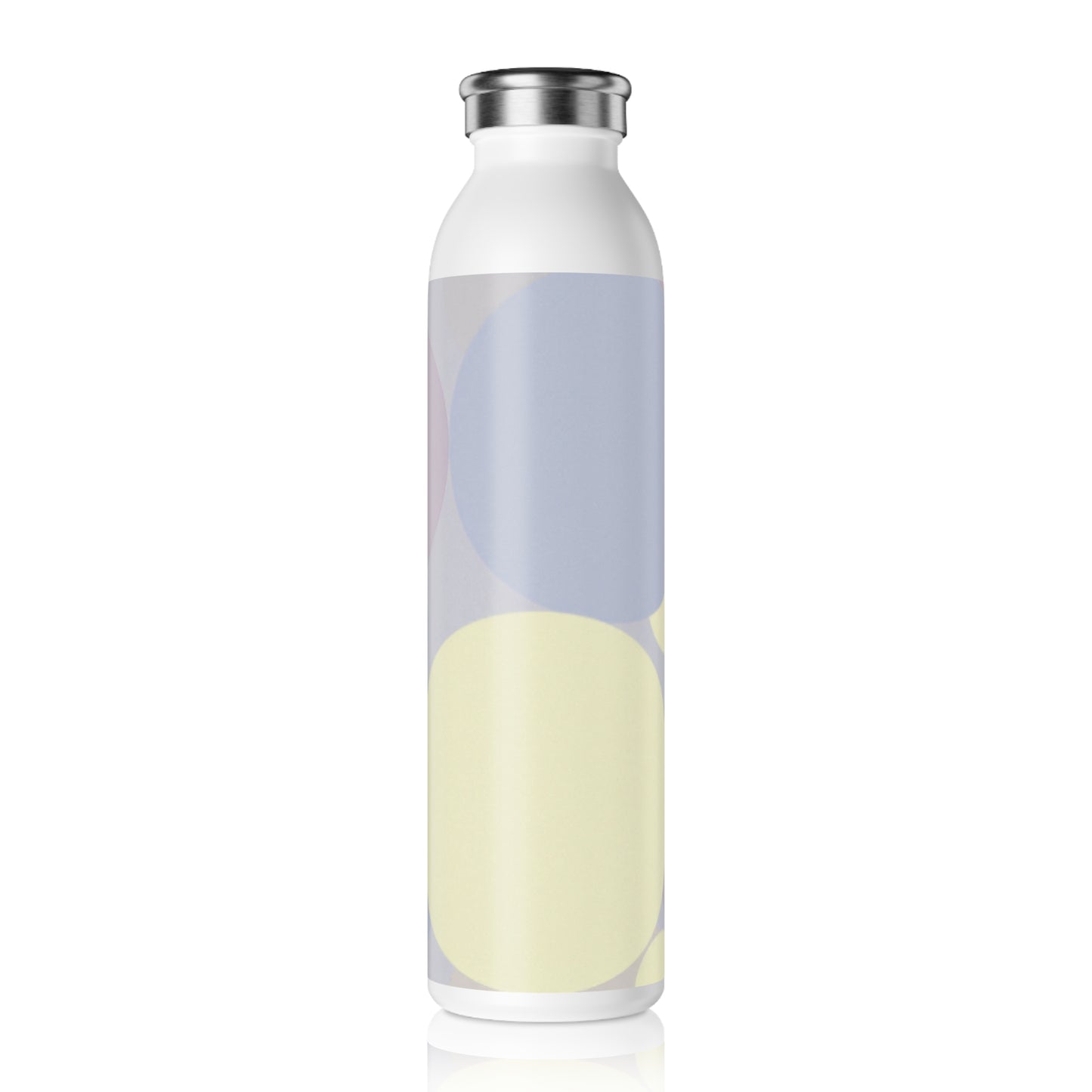 Pastel Soft Blue and Soft White Patches Slim Water Bottle, 20 oz White