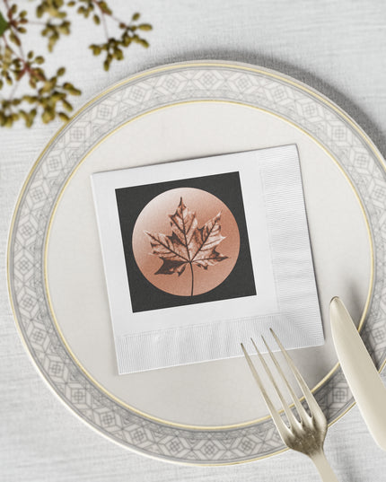 Soft Maple Leaf White Coined Napkins, 4.8" x 4.8"