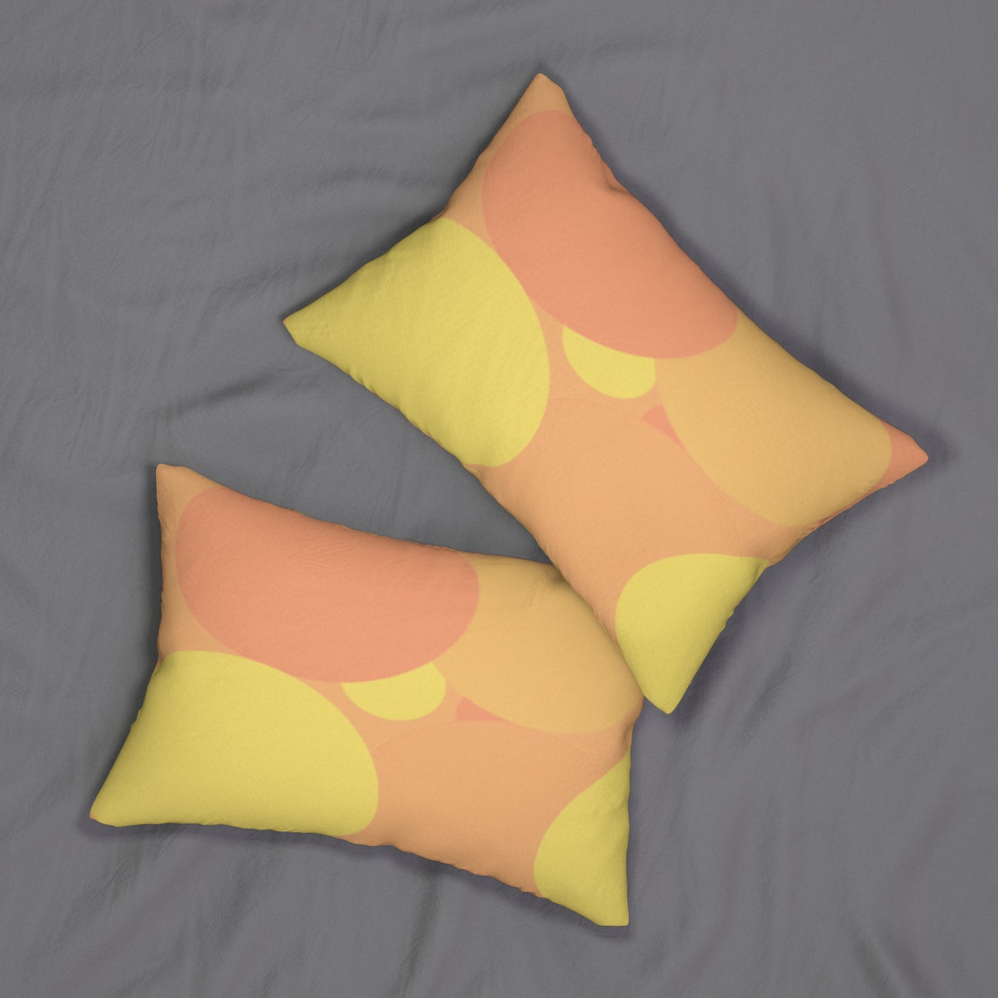 Pastel Bright Oranges Patches Spun Polyester Lumbar Pillow, 20" x 14"