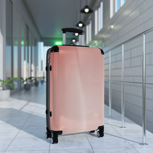 Rose Red Fade Medium Suitcase with built in lock, 4 double-wheels, telescopic handle, and ABS back hard-shell