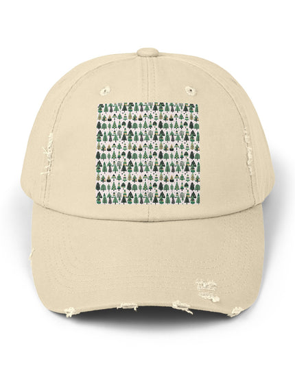 Mini Vintage Green Trees Unisex Distressed Cap