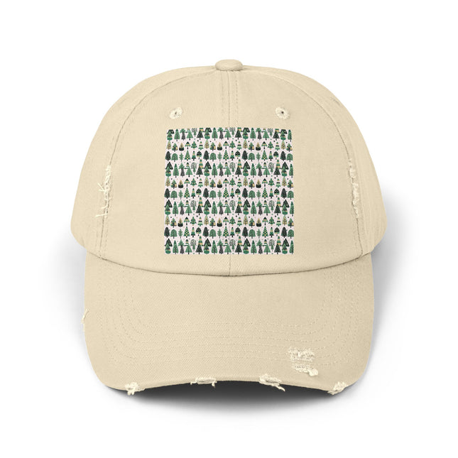 Mini Vintage Green Trees Unisex Distressed Cap