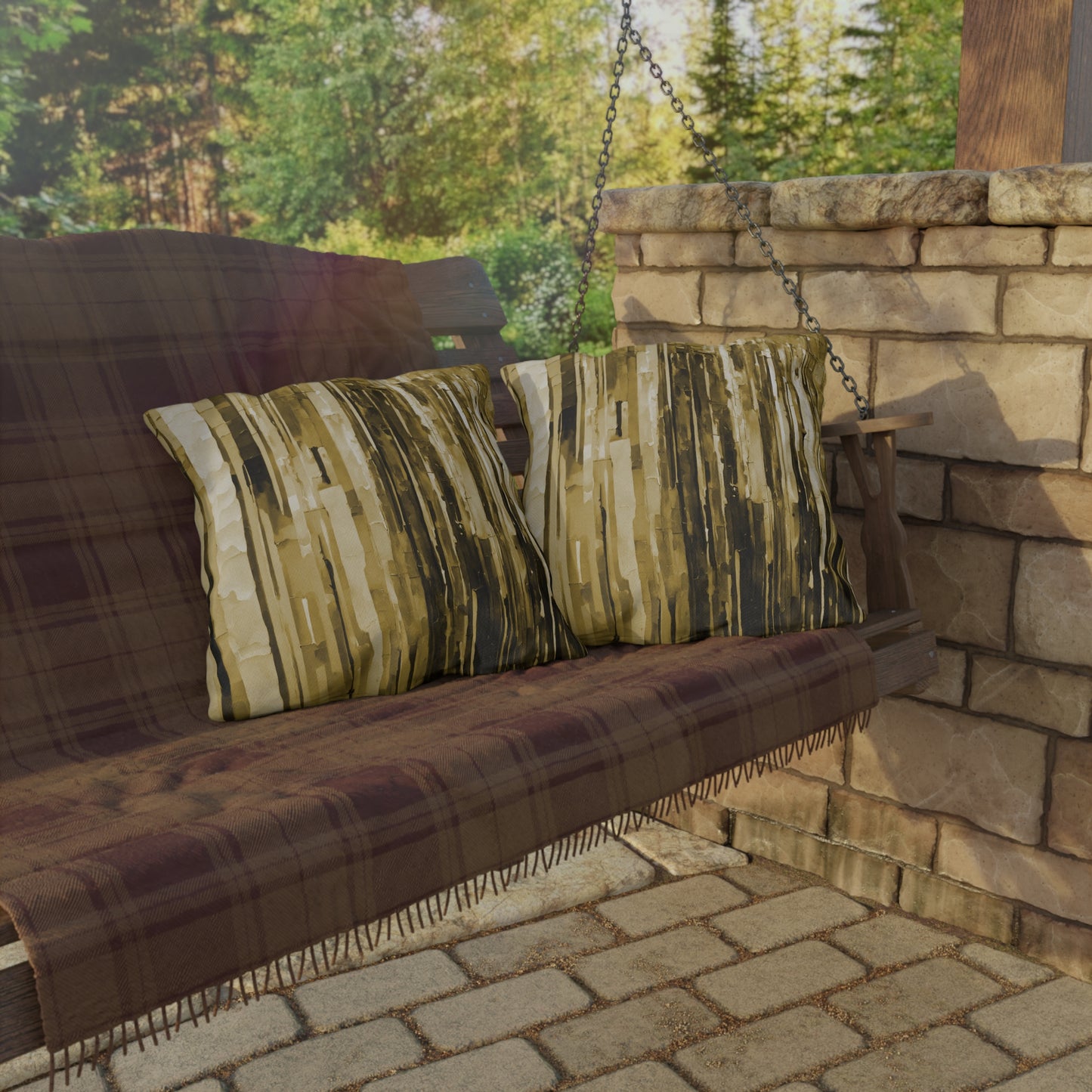 Striped Light Brown 20" x 20" Outdoor Pillow