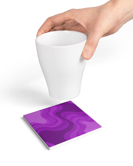 Wavey Purple Wavey 4" x 4" Square Ceramic Coaster