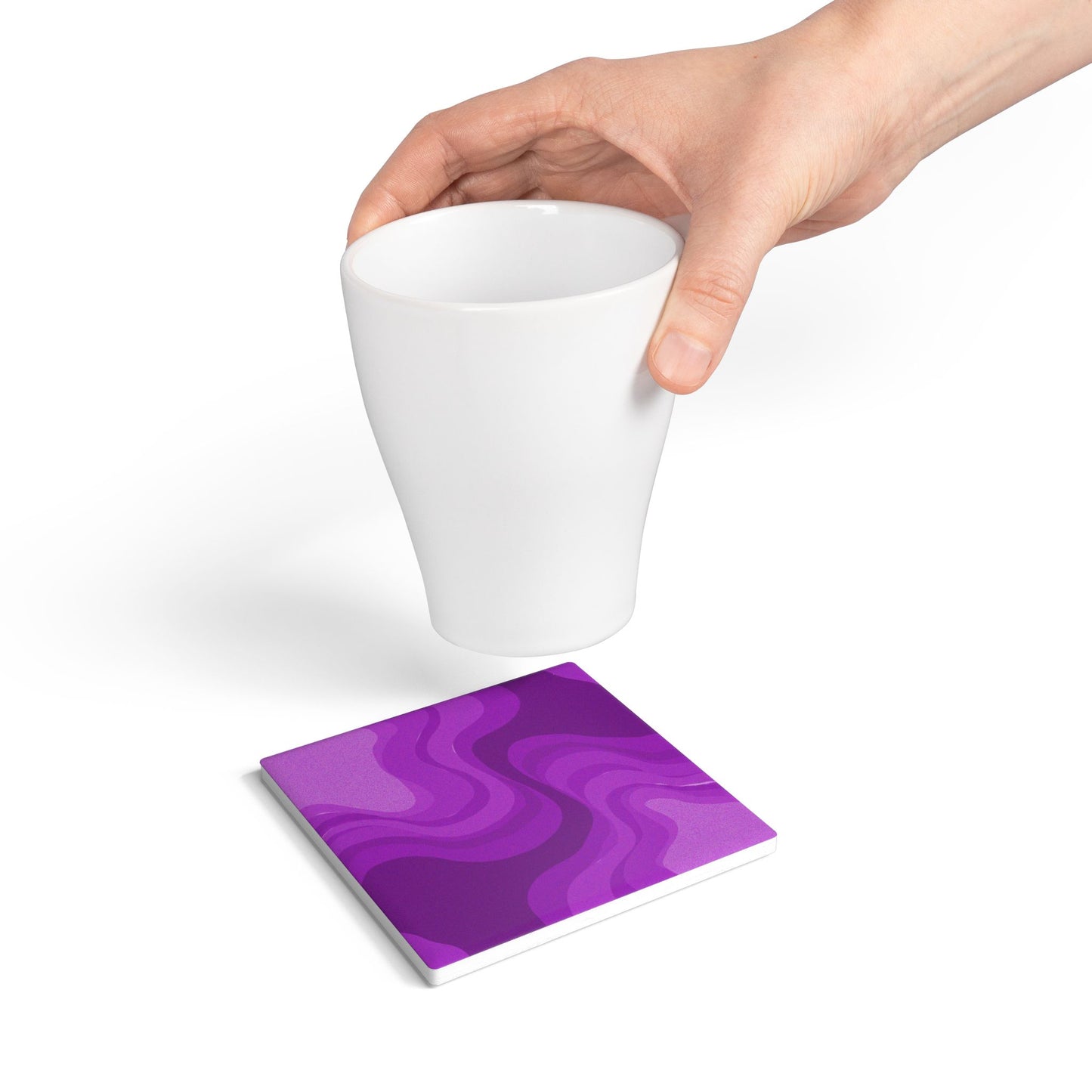 Wavey Purple Wavey 4" x 4" Square Ceramic Coaster
