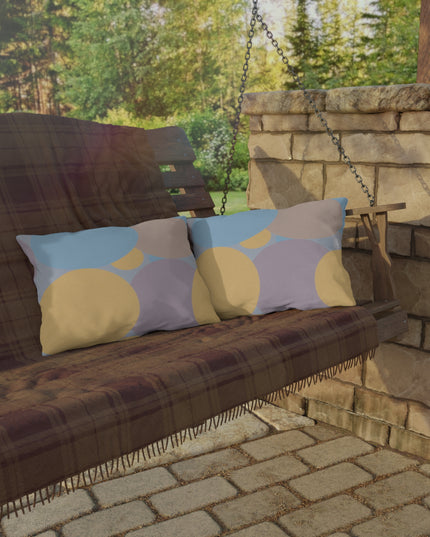 Pastel Baby Blue and Peach Patches 20" x 14" Outdoor Pillow