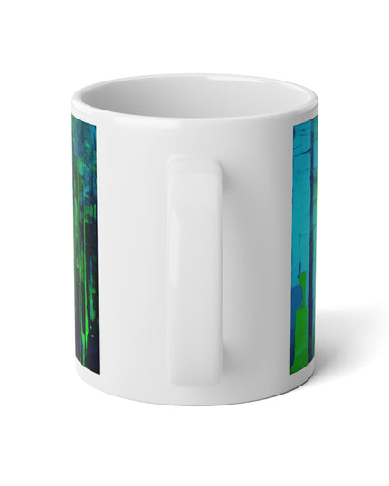 Striped Blue Green 20 oz White Glossy Jumbo Mug