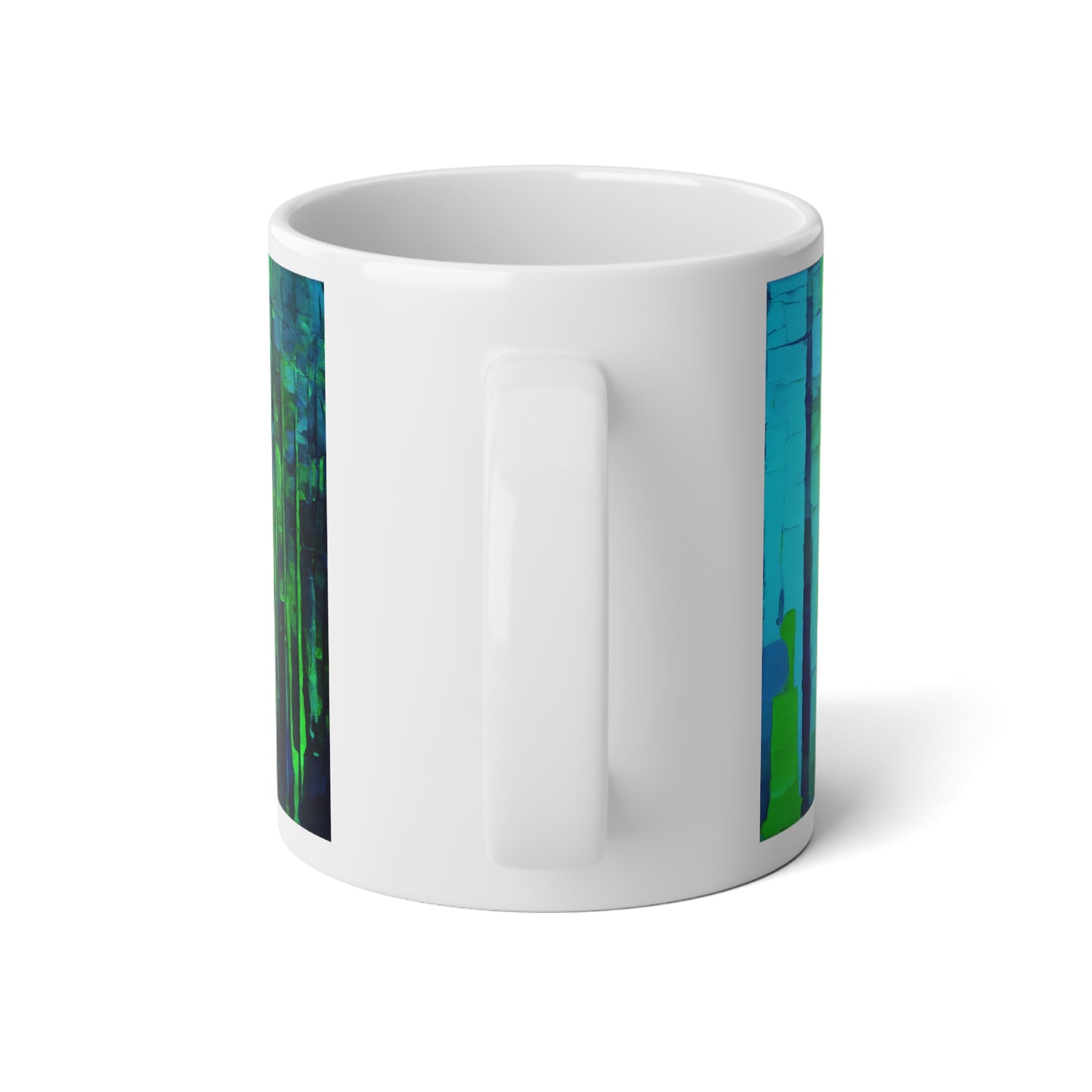 Striped Blue Green 20 oz White Glossy Jumbo Mug