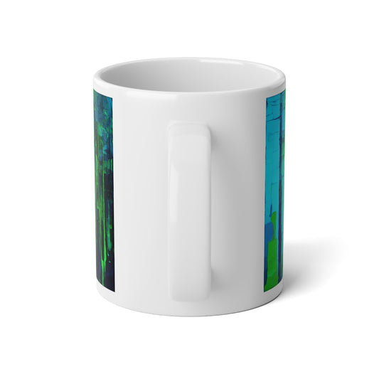Striped Blue Green 20 oz White Glossy Jumbo Mug