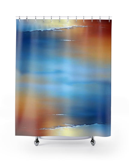 Blue Sea Red Orange Fog Shower Curtains, 71" x 74"