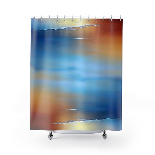 Blue Sea Red Orange Fog Shower Curtains, 71" x 74"