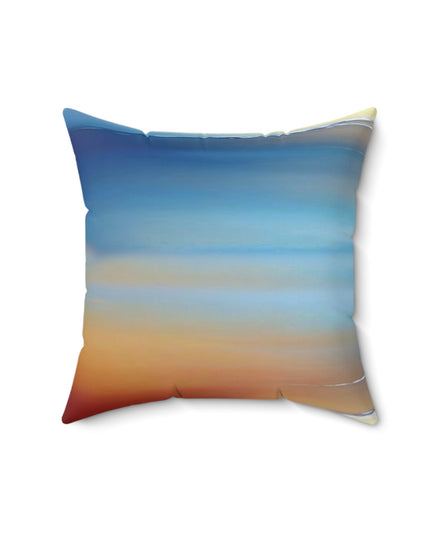 Blue Sea Red Orange Fog 16" x 16" Faux Suede Square Pillow