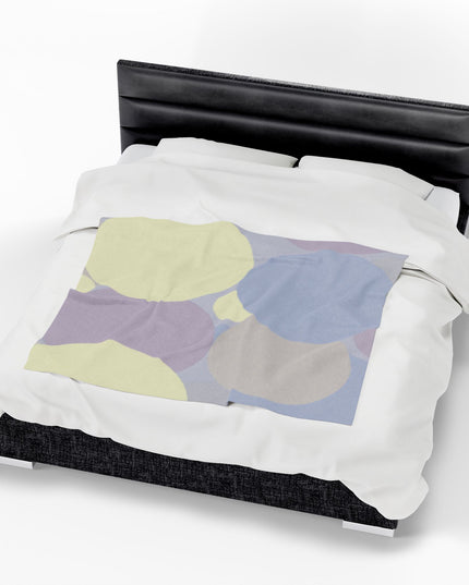 Pastel Soft Blue and Soft White Patches Velveteen Plush Blanket, 50" x 60"