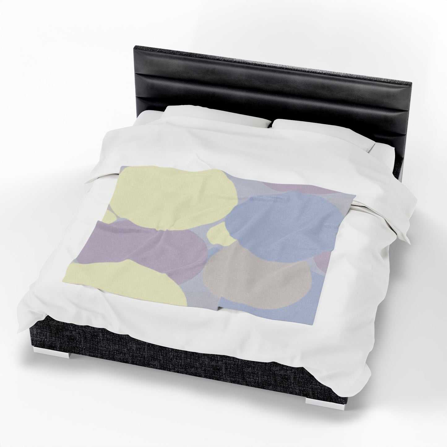 Pastel Soft Blue and Soft White Patches Velveteen Plush Blanket, 50" x 60"