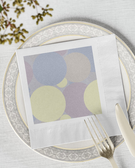 Pastel Soft Blue and Soft White Patches White Coined Napkins, 6.5" x 6.5"