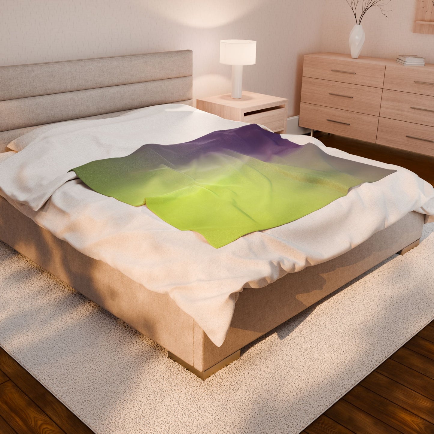 Purple Golden Fade Velveteen Plush Blanket, 50" x 60"
