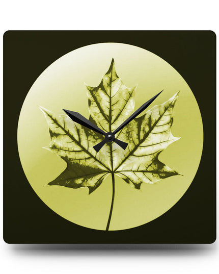 Lemon Maple Leaf Acrylic Wall Clock, Round or Square, 10.75" x 10.75"