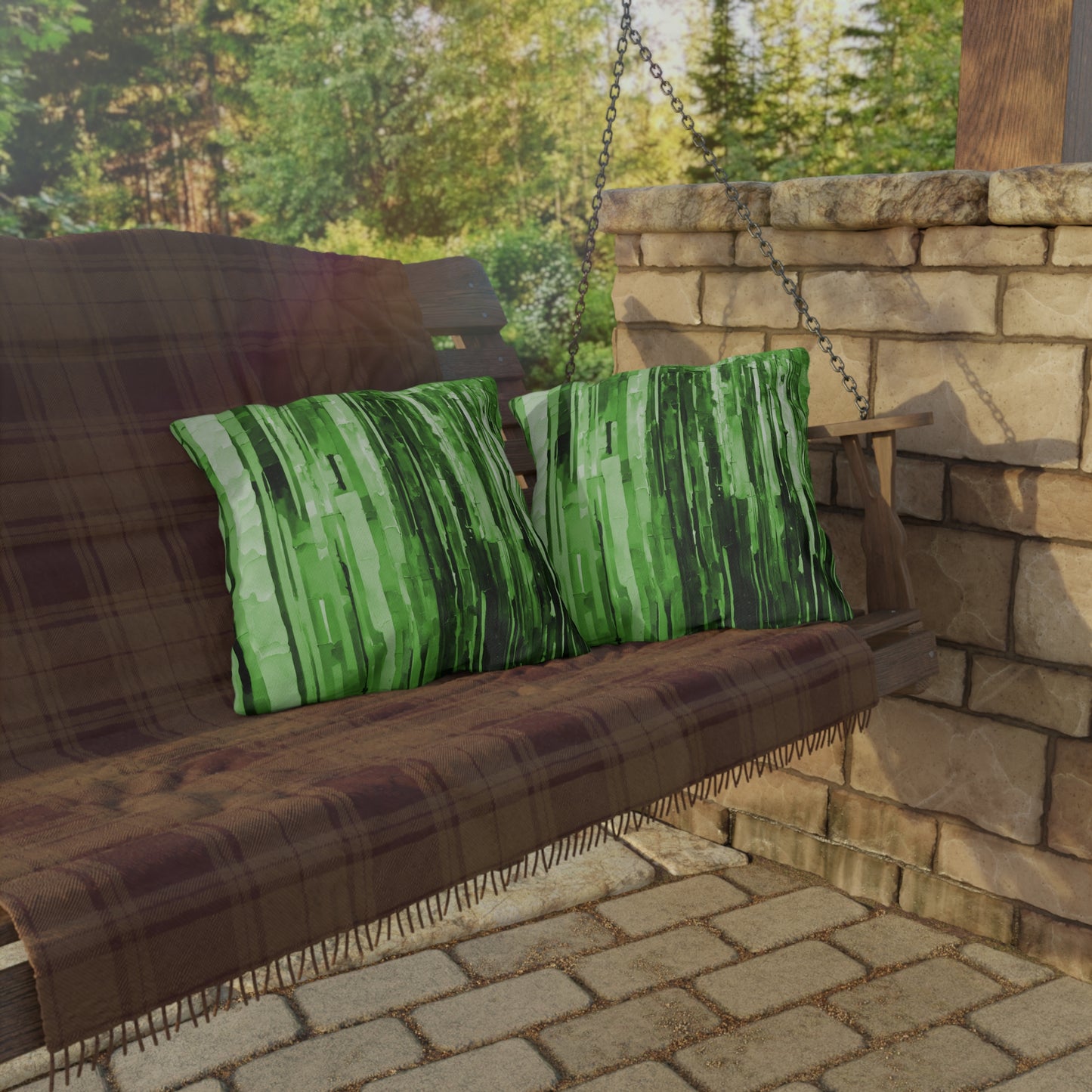 Striped Mint Pastel Fade 18" x 18" Outdoor Pillow