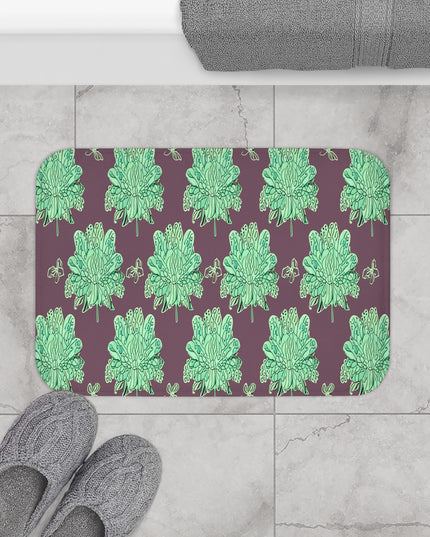 Mint Green Floral Butterflies 24" x 17" Bath Mat