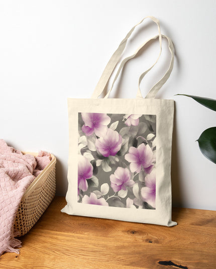 Purple Blossom Floral Bunch Cotton Canvas Tote Bag