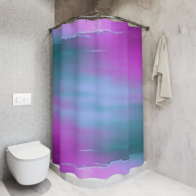 Dark Blue Green Sea Purple Fog Shower Curtains, 71" x 74"