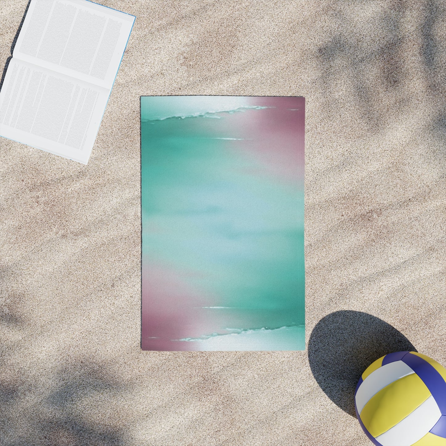 Green Sea Lavender Fog Beach Towel, 18" x 27"