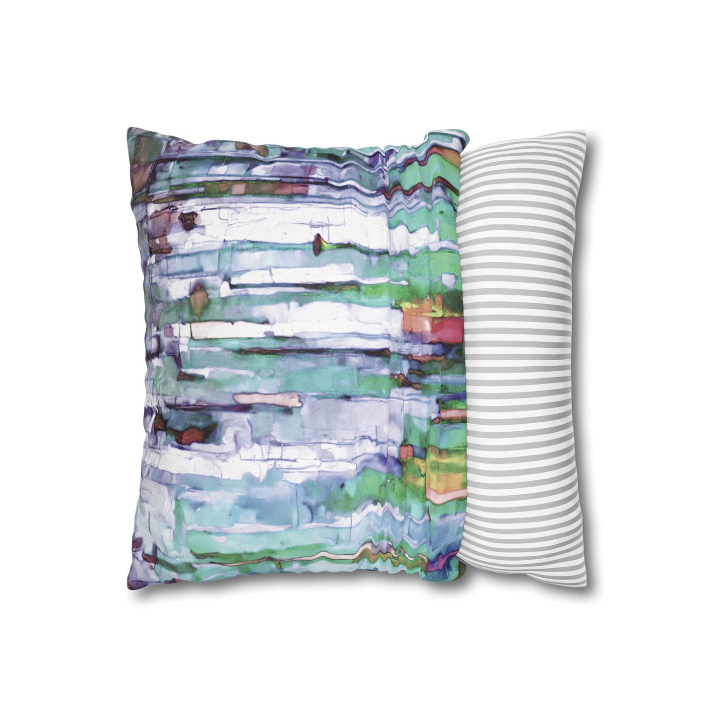 Striped Pastels Spun Polyester Square Pillowcase, 14" x 14"