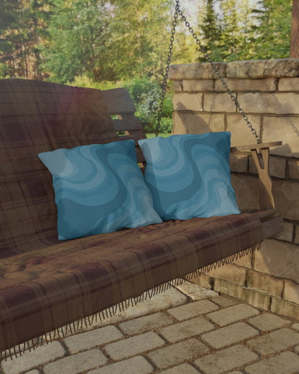 Sky Blue Wavey 16" x 16" Outdoor Pillow