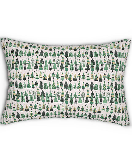 Mini Vintage Green Trees Spun Polyester Lumbar Pillow, 20" x 14"
