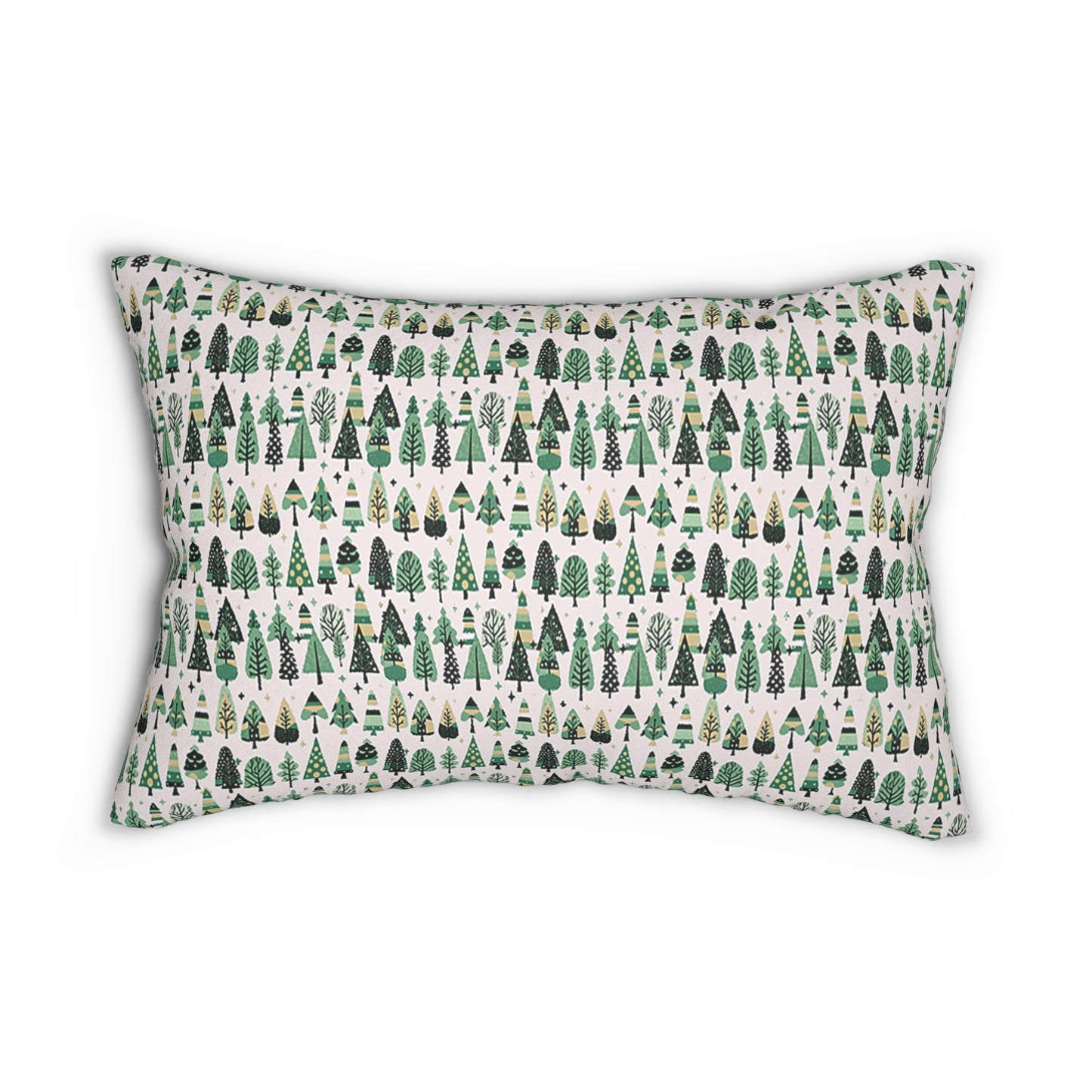 Mini Vintage Green Trees Spun Polyester Lumbar Pillow, 20" x 14"