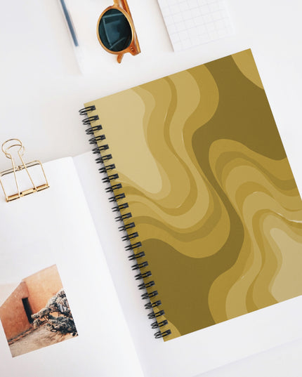Brown Wavey Spiral Notebook - Ruled Line, 6" x 8", 118 pages