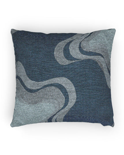Deep Blue Wavey Woven Pillow, 17" x 18"