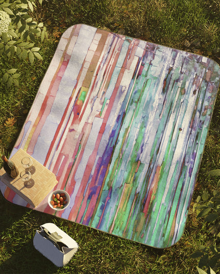Striped Pastels 61" × 51" Picnic Blanket