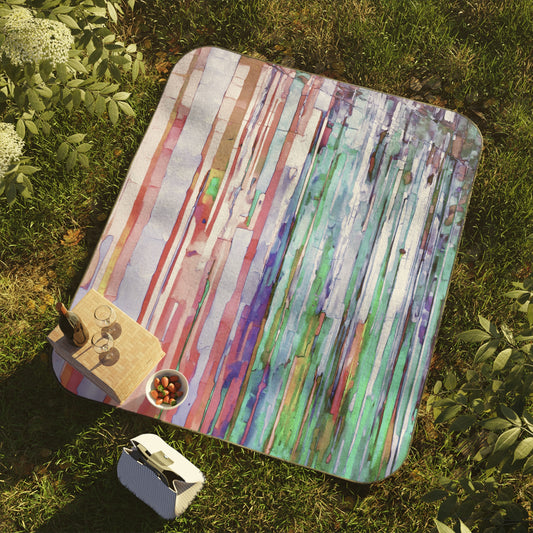 Striped Pastels 61" × 51" Picnic Blanket