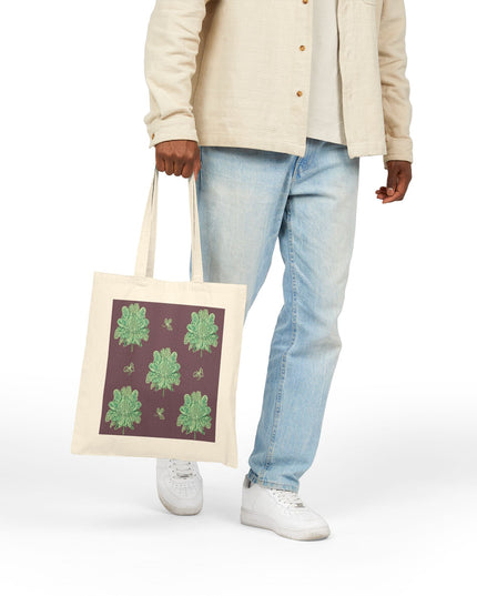 Mint Green Floral Butterflies Cotton Canvas Tote Bag