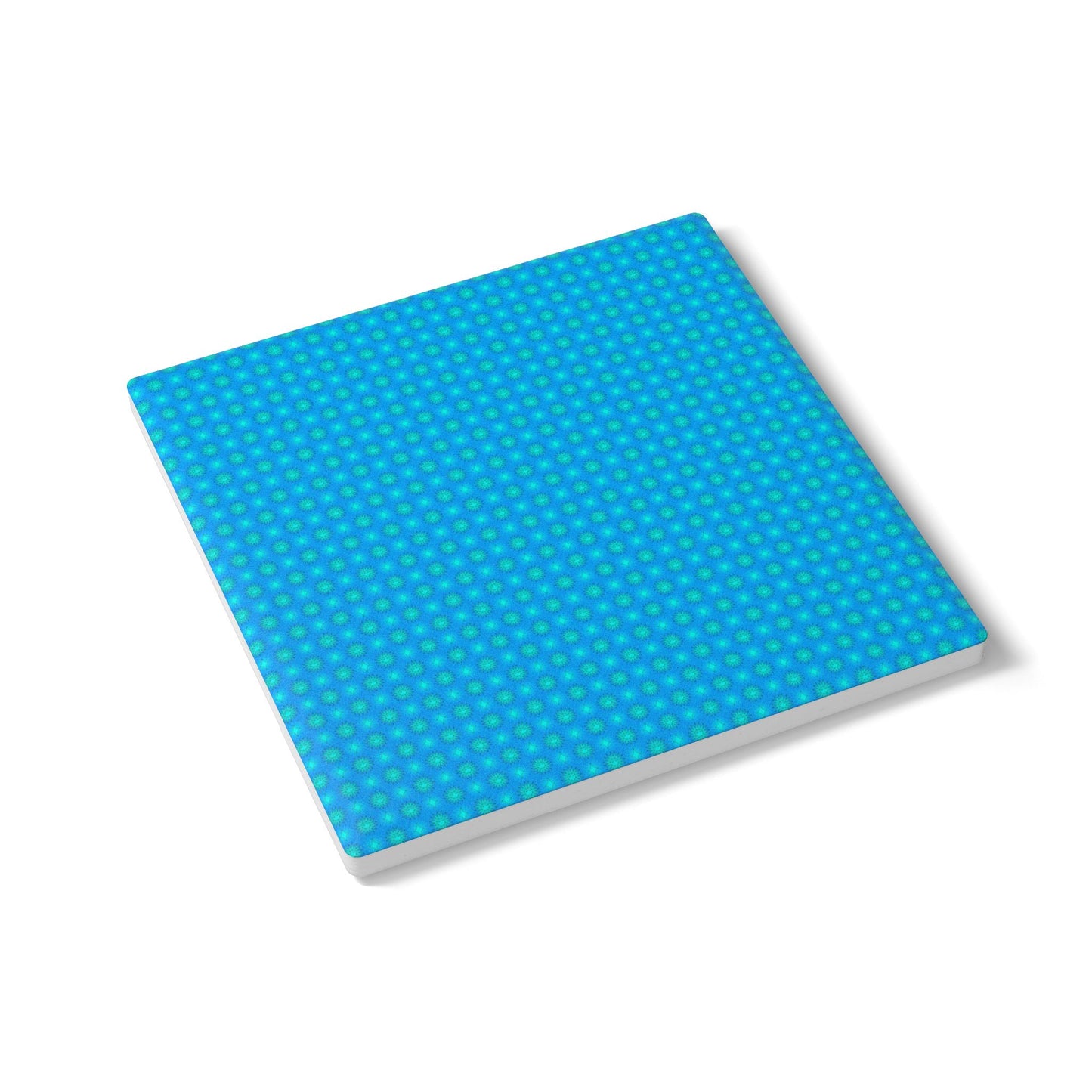 Blue Green Star-crossed Bodies Square Ceramic Coaster, 4" x 4"
