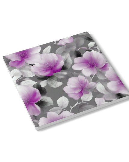 Purple Blossom Floral Bunch Square Ceramic Coaster, 4" x 4"