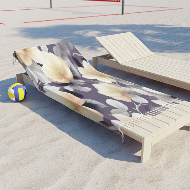 White Blush Floral Bunch 38" × 81" Boho Beach Cloth