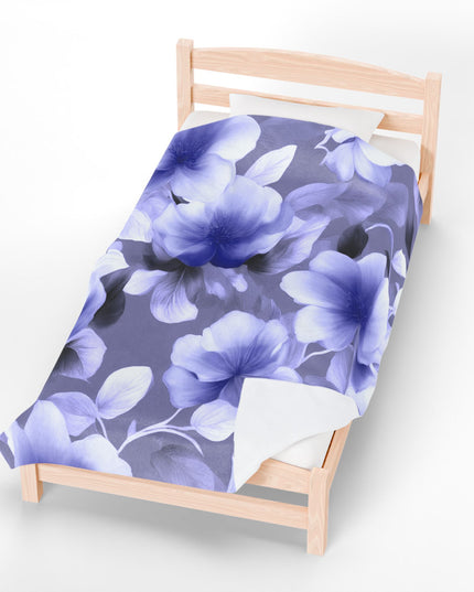 Indigo Blossom Floral Bunch Velveteen Plush Blanket, 60" x 80"