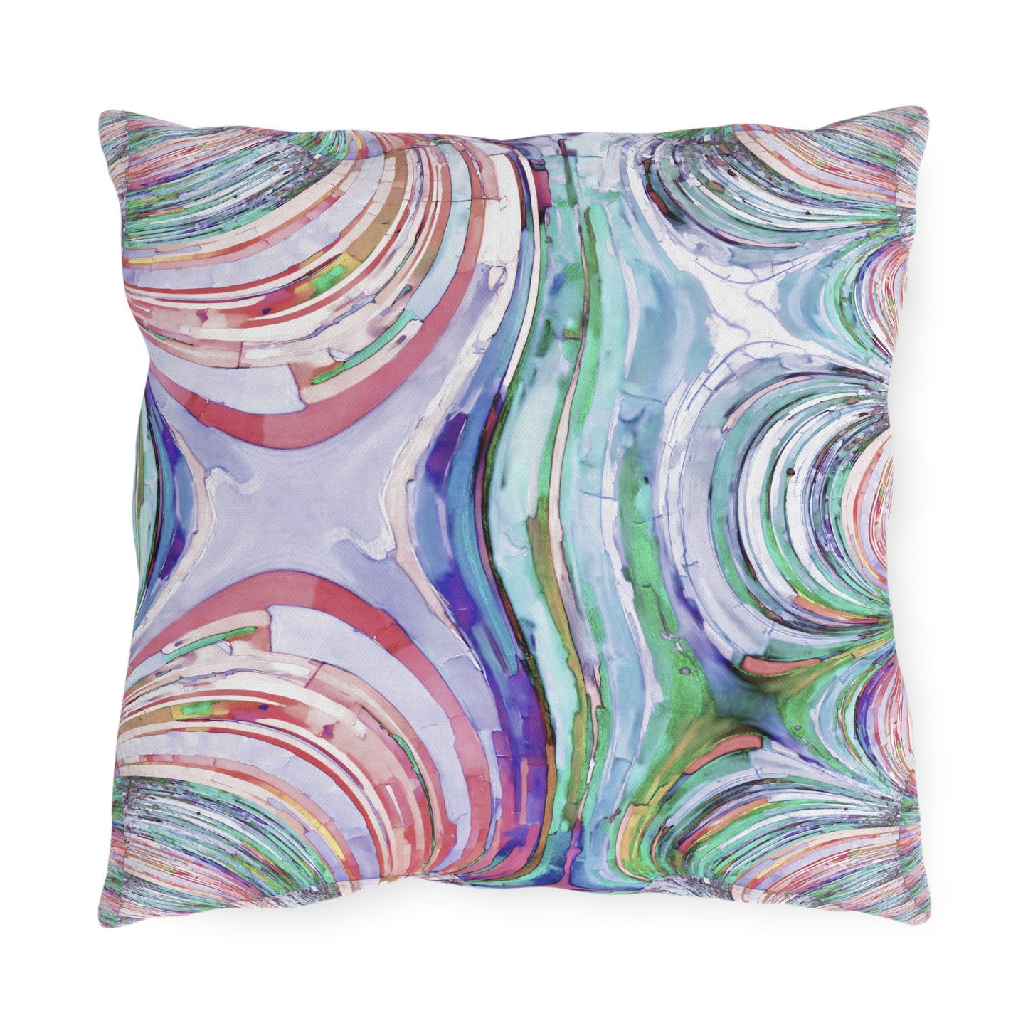 Uzi Spiral Pastels Outdoor Pillow, 16" x 16"