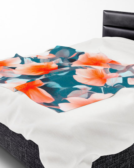 Orange Blossom Floral Bunch Velveteen Plush Blanket, 50" x 60"
