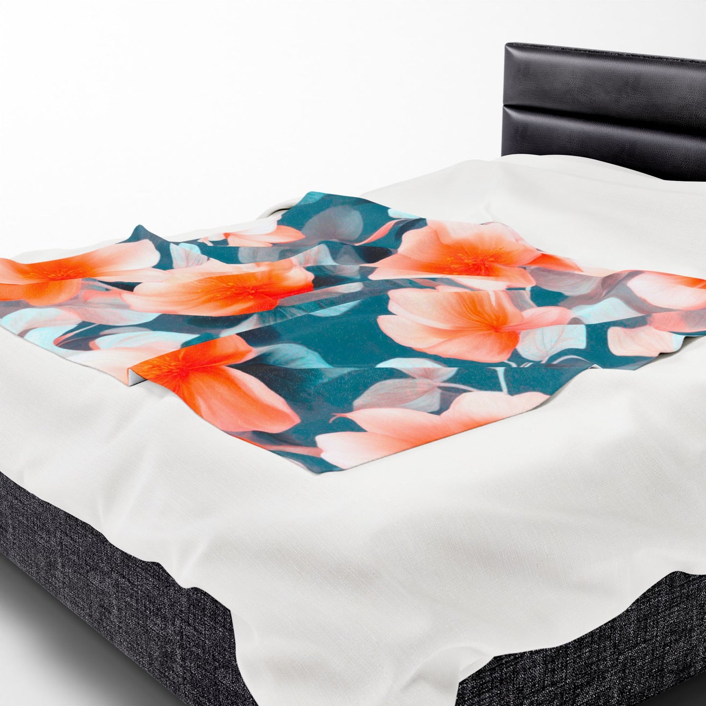 Orange Blossom Floral Bunch Velveteen Plush Blanket, 50" x 60"