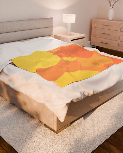 Pastel Bright Oranges Patches Velveteen Plush Blanket, 50" x 60"